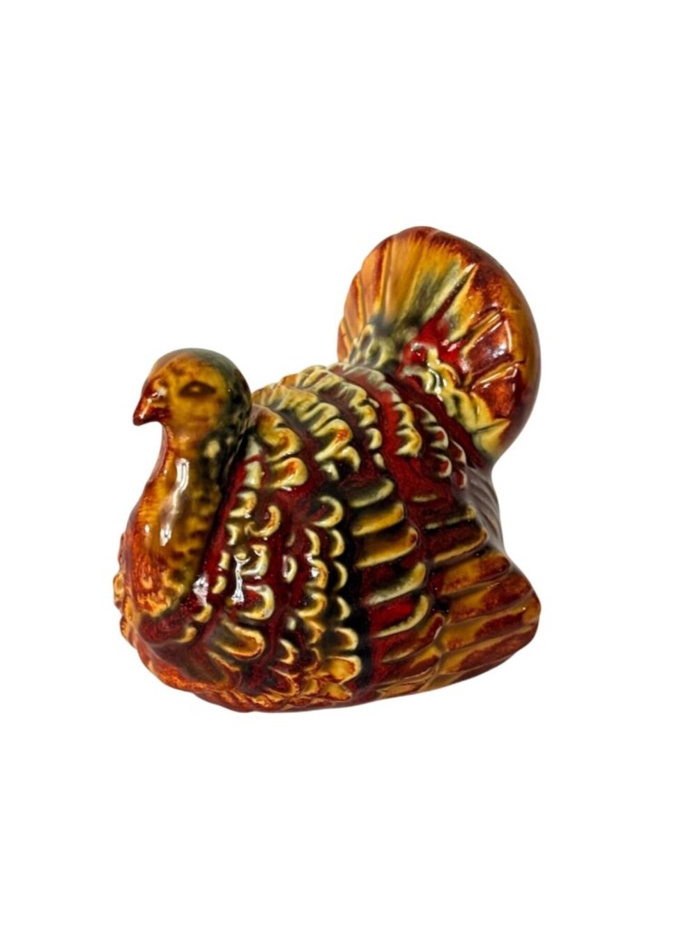 Vintage Hand Painted Thanksgiving Turkey Ceramic Mini Figurine Harvest Decor